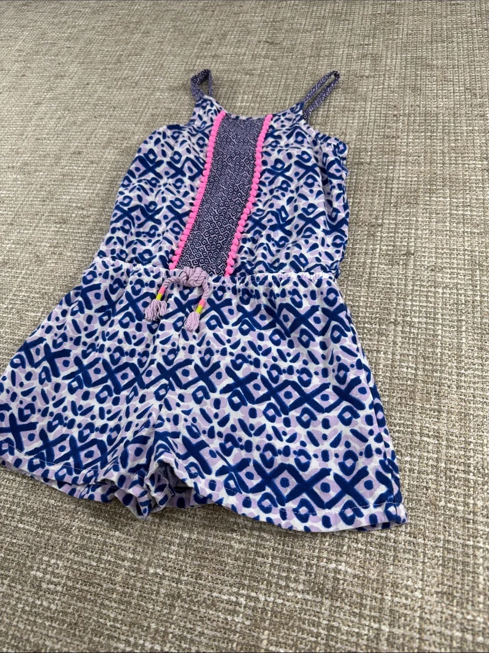 Cherokee Blue and Pink Patterned Girls' Romper
